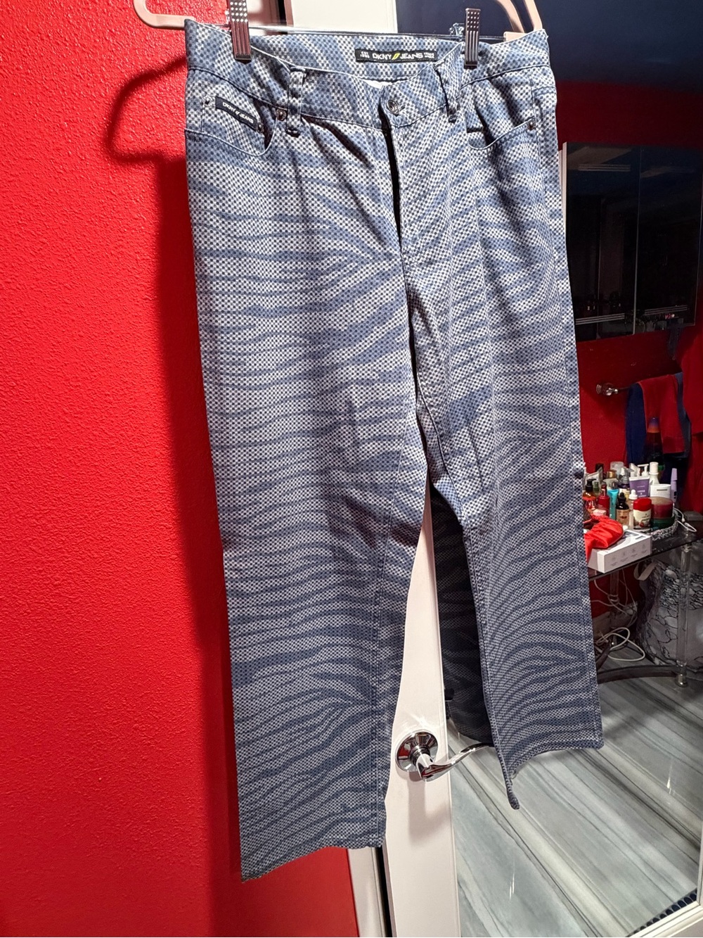 DKNY Women's Navy Blue Patterned Dress Pants